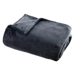 Plaid Et Jeté|EMINZA Plaid doux flanelle (180 x 230 cm) Didou Gris Anthracite