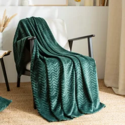 Plaid Et Jeté|EMINZA Plaid doux flanelle (125 x 150 cm) Zag Vert