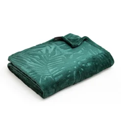 Plaid Et Jeté|EMINZA Plaid doux flanelle (180 x 230 cm) Flore Vert