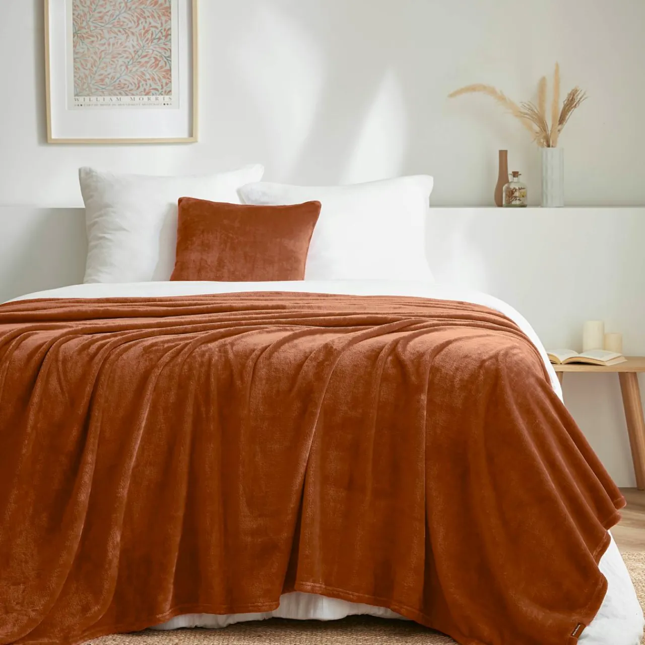 Plaid Et Jeté|EMINZA Plaid doux flanelle (220 x 240 cm) Didou Cuivre