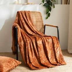 Plaid Et Jeté|EMINZA Plaid doux flanelle (125 x 150 cm) Flore Cuivre