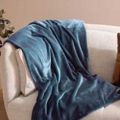 Plaid Et Jeté|Atmosphera, cru017dateur d'intu017drieur Plaid doux flanelle (180 x 230 cm) Cuddly Bleu foncé Bleu marine