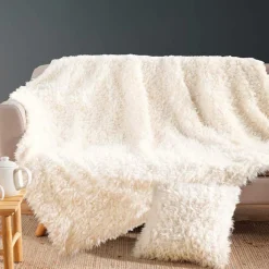 Plaid Et Jeté|douceur d'intu017drieur Plaid fausse fourrure (220 x 240 cm) Mouton Ecru
