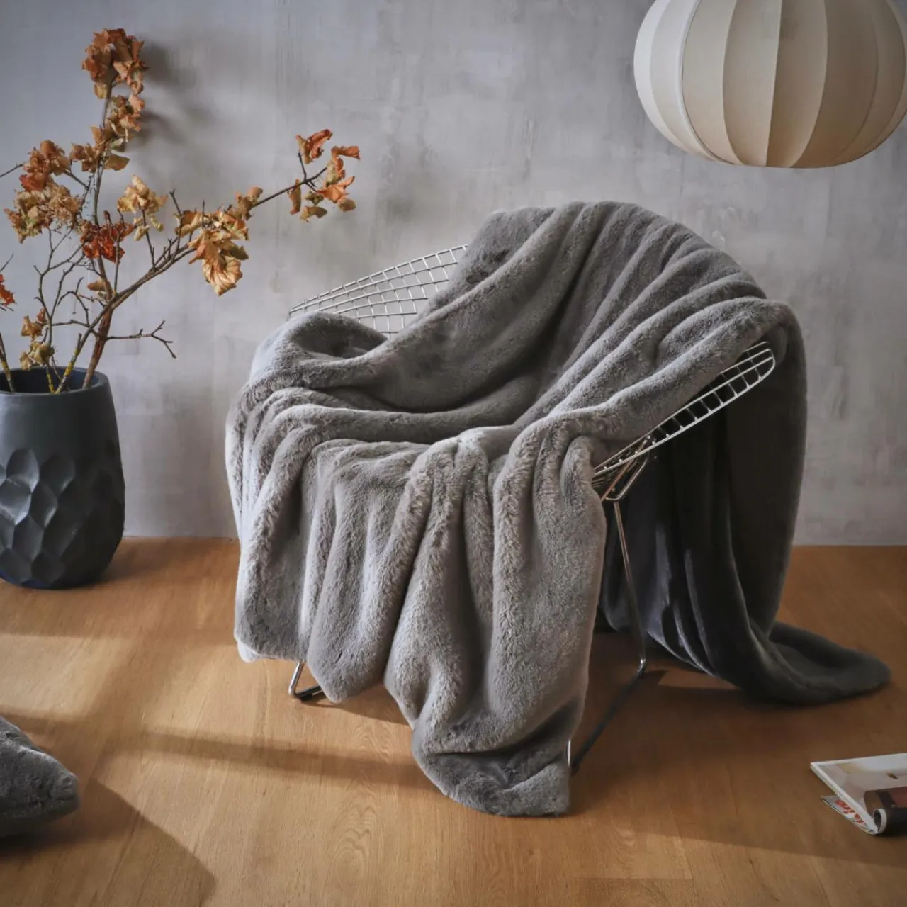 Plaid Et Jeté|EMINZA Plaid fausse fourrure (140 x 200 cm) Finn Gris Anthracite