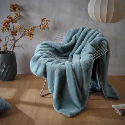 Plaid Et Jeté|EMINZA Plaid fausse fourrure (140 x 200 cm) Finn Bleu