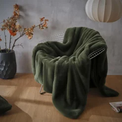 Plaid Et Jeté|EMINZA Plaid fausse fourrure (140 x 200 cm) Finn Vert kaki