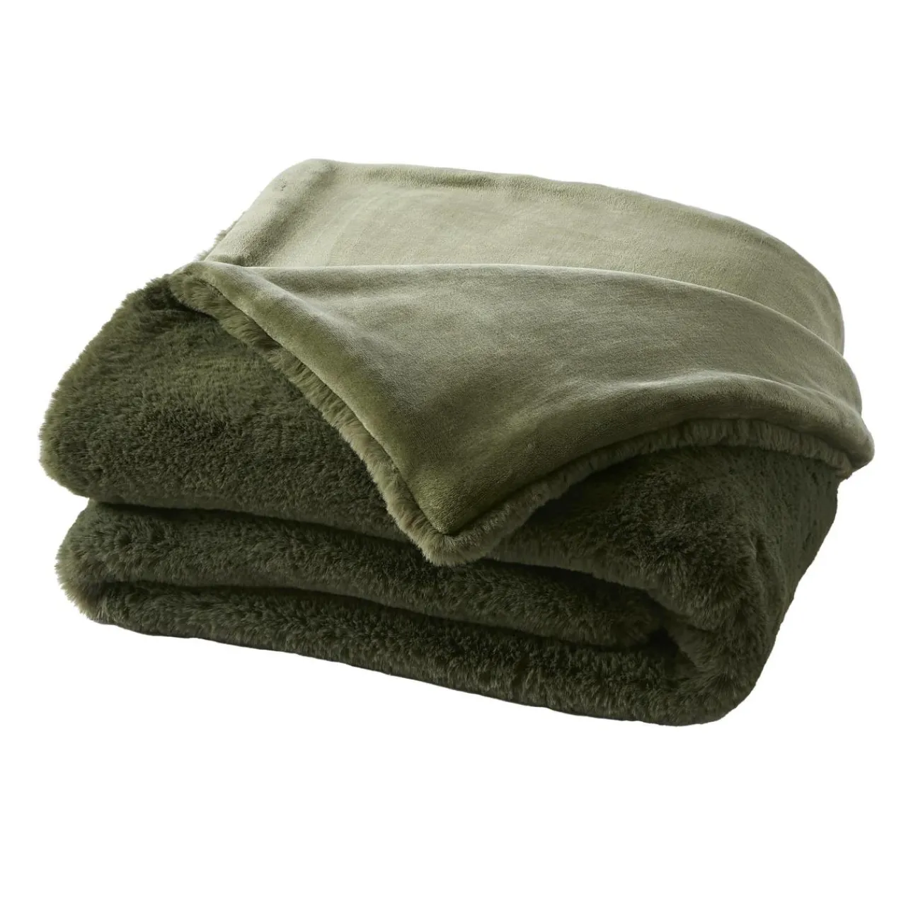 Plaid Et Jeté|EMINZA Plaid fausse fourrure (140 x 200 cm) Finn Vert kaki