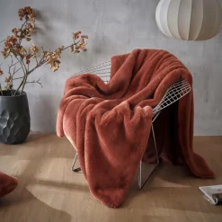 Plaid Et Jeté|EMINZA Plaid fausse fourrure (140 x 200 cm) Finn Terracotta