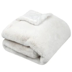 Plaid Et Jeté|STOF Plaid fausse fourrure (130 x 160 cm) Bostan Ecru