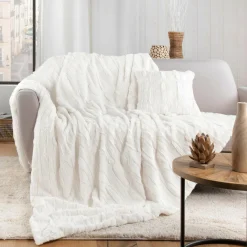 Plaid Et Jeté|douceur d'intu017drieur Plaid fausse fourrure (180 x 220 cm) Foxy Ecru Beige