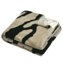 Plaid Et Jeté|STOF Plaid fausse fourrure zèbre (130 x 160 cm) Fauves Taupe