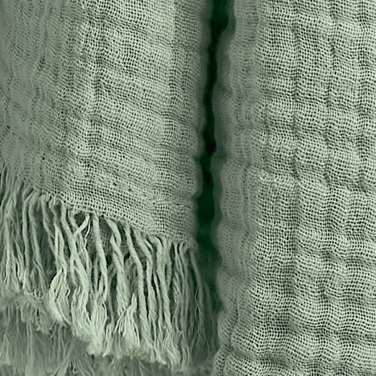Plaid Et Jeté|Couvre-Lit Et Édredon|EMINZA Plaid gaze de coton (180 x 220 cm) Gaïa Vert Eucalyptus