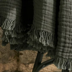 Plaid Et Jeté|Couvre-Lit Et Édredon|EMINZA Plaid gaze de coton (130 x 160 cm) Gaïa Vert romarin