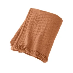 Plaid Et Jeté|EMINZA Plaid gaze de coton (130 x 160 cm) Gaïa Abricot