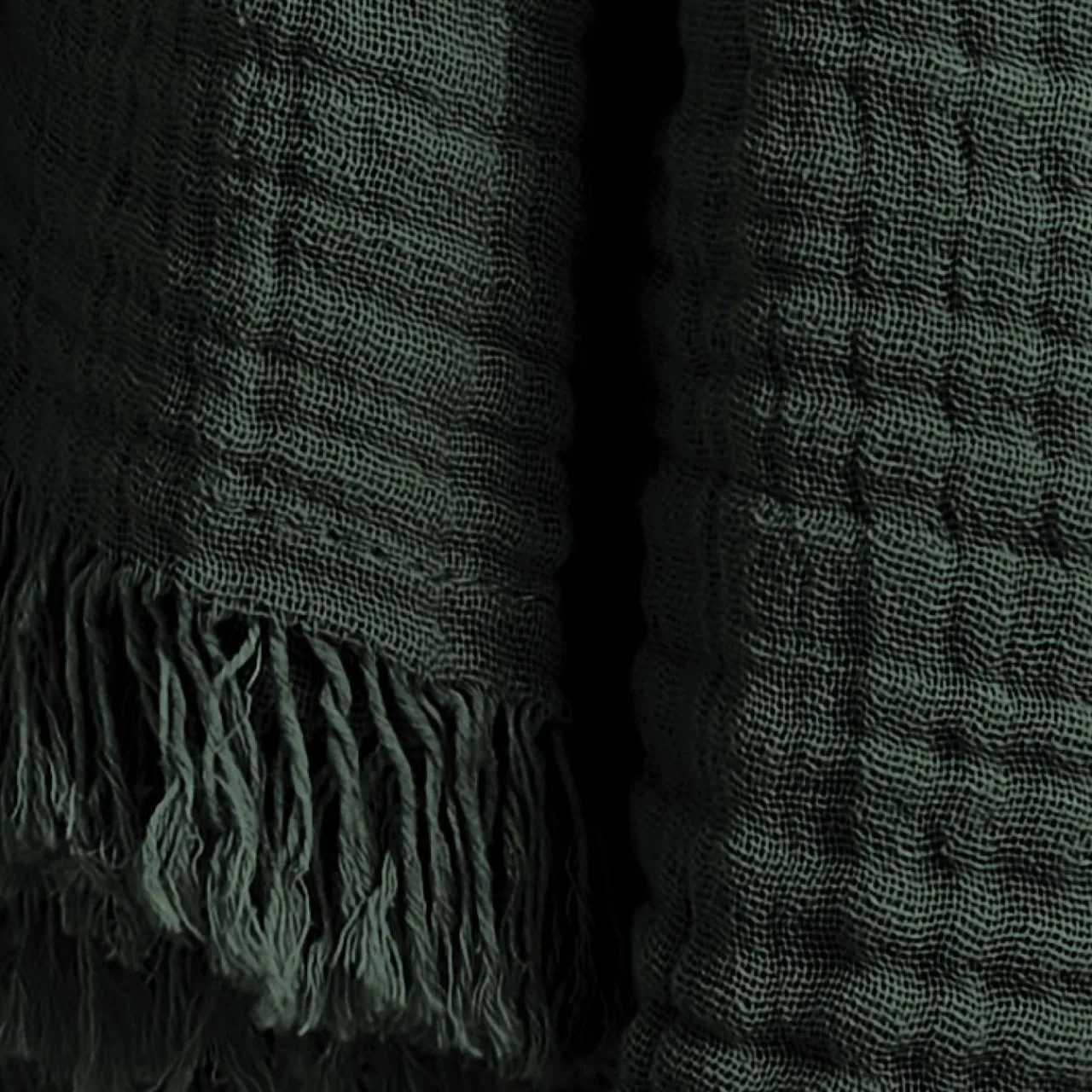 Plaid Et Jeté|EMINZA Plaid gaze de coton (180 x 220 cm) Gaïa Vert sapin