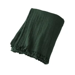 Plaid Et Jeté|EMINZA Plaid gaze de coton (130 x 160 cm) Gaïa Vert sapin