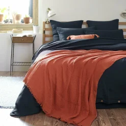 Plaid Et Jeté|Couvre-Lit Et Édredon|EMINZA Plaid gaze de coton (180 x 220 cm) Gaïa Terracotta