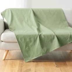 Plaid Et Jeté|Couvre-Lit Et Édredon|DOUCEUR D'INTERIEUR Plaid polycoton (220 x 240 cm) Lucile Vert sauge