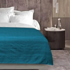 Plaid Et Jeté|Couvre-Lit Et Édredon|DOUCEUR D'INTERIEUR Plaid polycoton (220 x 240 cm) Lucile Bleu