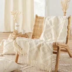 Plaid Et Jeté|douceur d'intu017drieur Plaid polycoton tufté (125 x 150 cm) Inca Beige