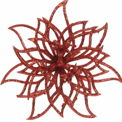 Décoration De Sapin|KAEMINGK Poinsettia de Noël Chic sur clip (D14 cm) Rouge