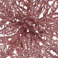 Décoration De Sapin|KAEMINGK Poinsettia de Noël paillettes sur clip (D23 cm) Rose poudré