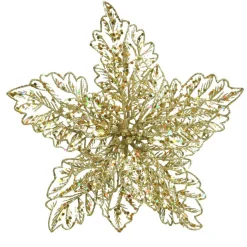 Décoration De Sapin|KAEMINGK Poinsettia de Noël paillettes sur clip (D23,5 cm) Or