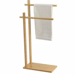 Rangement Salle De Bain|TENDANCE Porte serviette 2 barres bambou (H86 cm) Anako Naturel