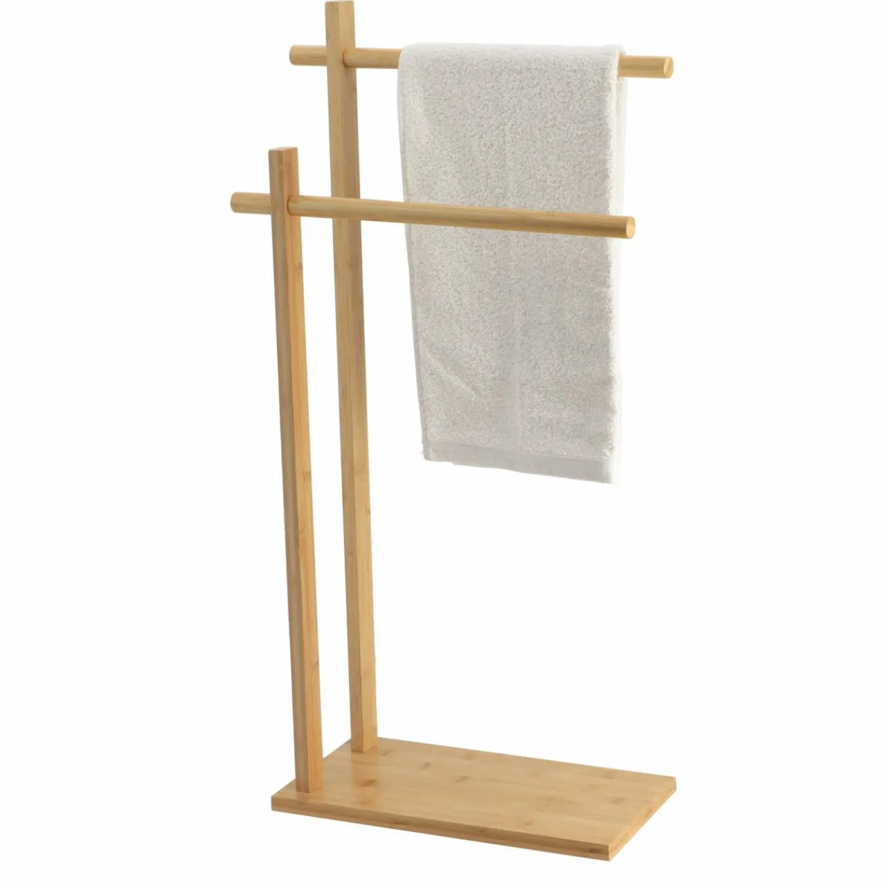Rangement Salle De Bain|TENDANCE Porte serviette 2 barres bambou (H86 cm) Anako Naturel