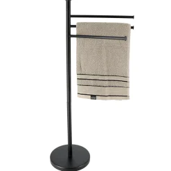 Rangement Salle De Bain|TENDANCE Porte serviette 3 niveaux en métal (H86 cm) Homy Noir