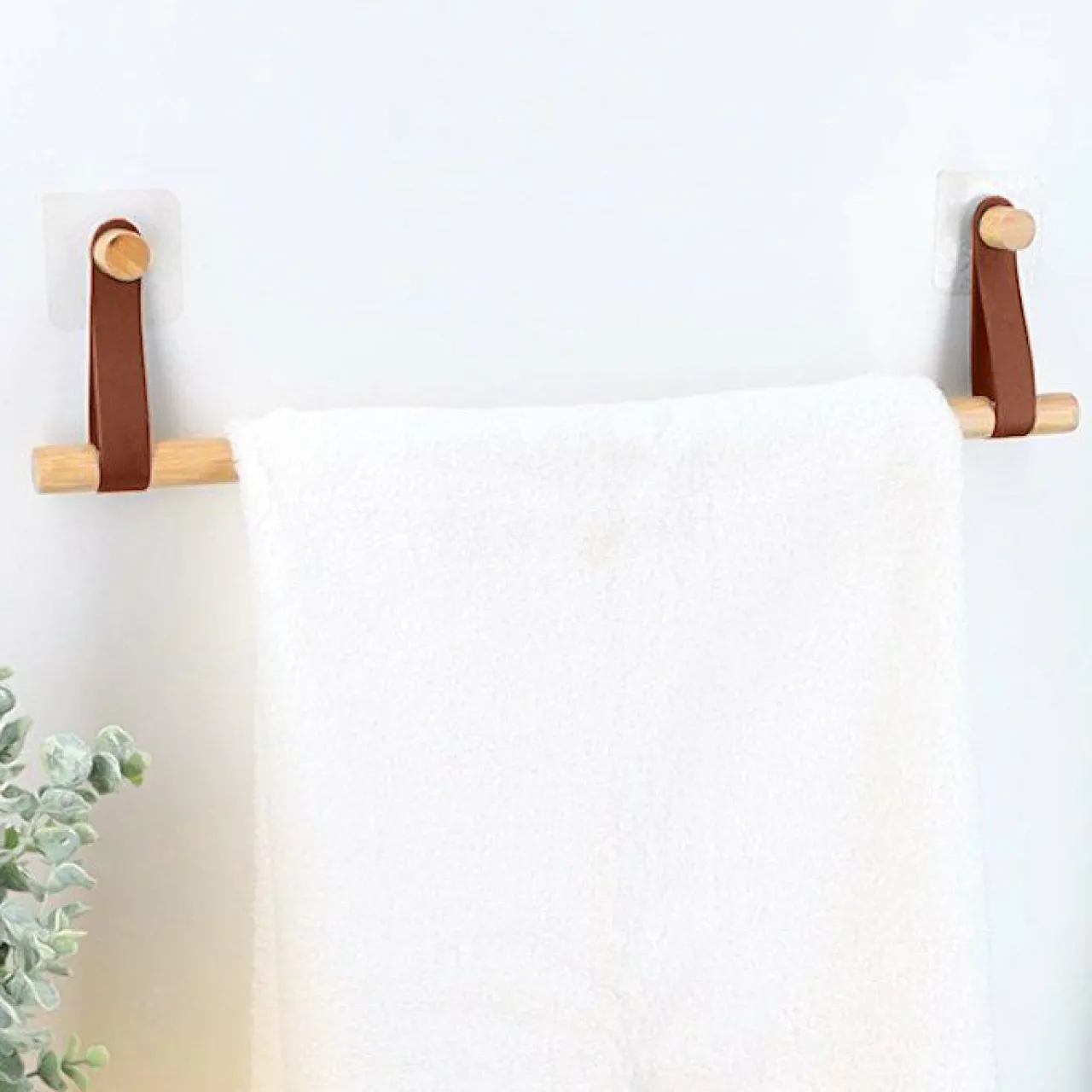 Rangement Salle De Bain|TENDANCE Porte serviette adhésif 1 barre (50 cm) Easy Chic Caramel