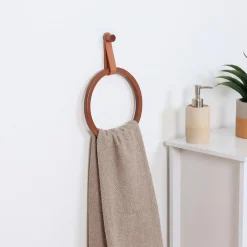 Rangement Salle De Bain|TENDANCE Porte serviette adhésif arrondi (D21 cm) Season Color Caramel