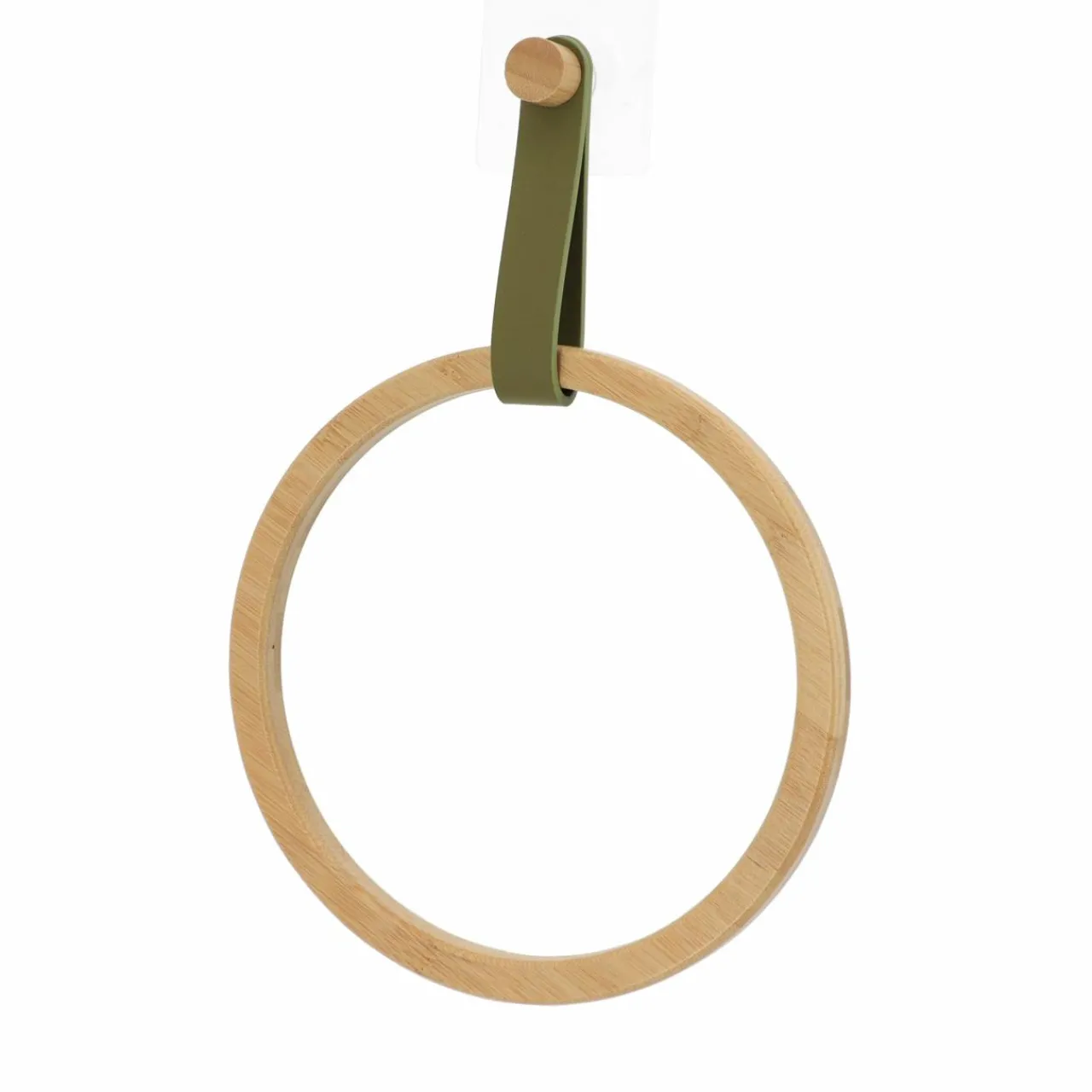 Rangement Salle De Bain|TENDANCE Porte serviette adhésif arrondi (D21 cm) Easy Chic Kaki Vert kaki