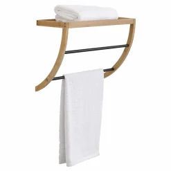 Rangement Salle De Bain|TENDANCE Porte serviette mural (45 x H34 cm) Bambou Noir