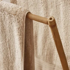 Rangement Salle De Bain|EMINZA Porte serviette pliable canne de bambou 2 barres (H86 cm) Hanoï Naturel