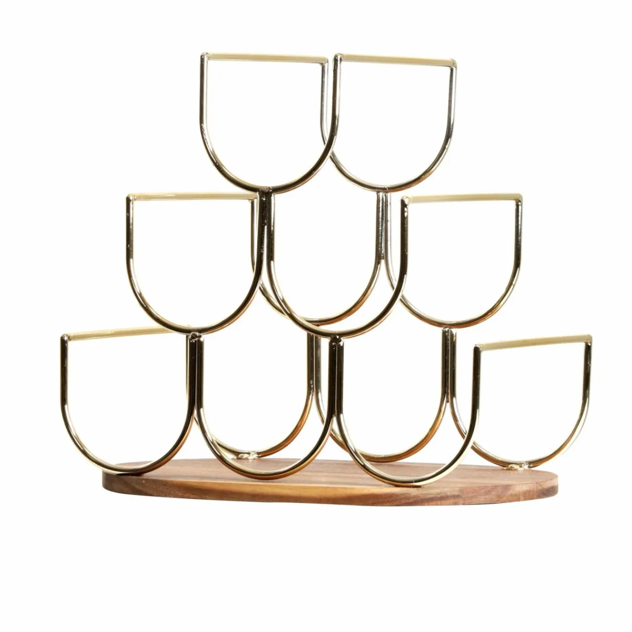 Range Bouteilles|EMINZA Pte-bouteilles bois et métal 6 emplacements (H30 cm) Théo Or