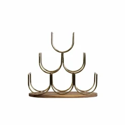 Range Bouteilles|EMINZA Pte-bouteilles bois et métal 6 emplacements (H30 cm) Théo Or