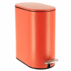 Accessoire Salle De Bain|TENDANCE Poubelle à pédale avec frein de chute Black Line Terre de sienne Rouge brun