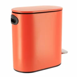 Accessoire Salle De Bain|TENDANCE Poubelle à pédale avec frein de chute Black Line Terre de sienne Rouge brun