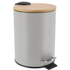 Accessoire Salle De Bain|TENDANCE Poubelle à pédale avec frein de chute Timeless Gris clair