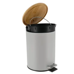 Accessoire Salle De Bain|TENDANCE Poubelle à pédale avec frein de chute Timeless Gris clair