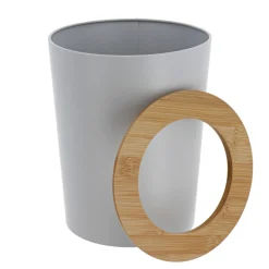 Accessoire Salle De Bain|TENDANCE Poubelle salle de bain 5L Purebamboo Gris clair