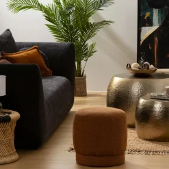 Pouf, Tabouret|Atmosphera, cru017dateur d'intu017drieur Pouf bouclette (D39 cm) Améa Orange