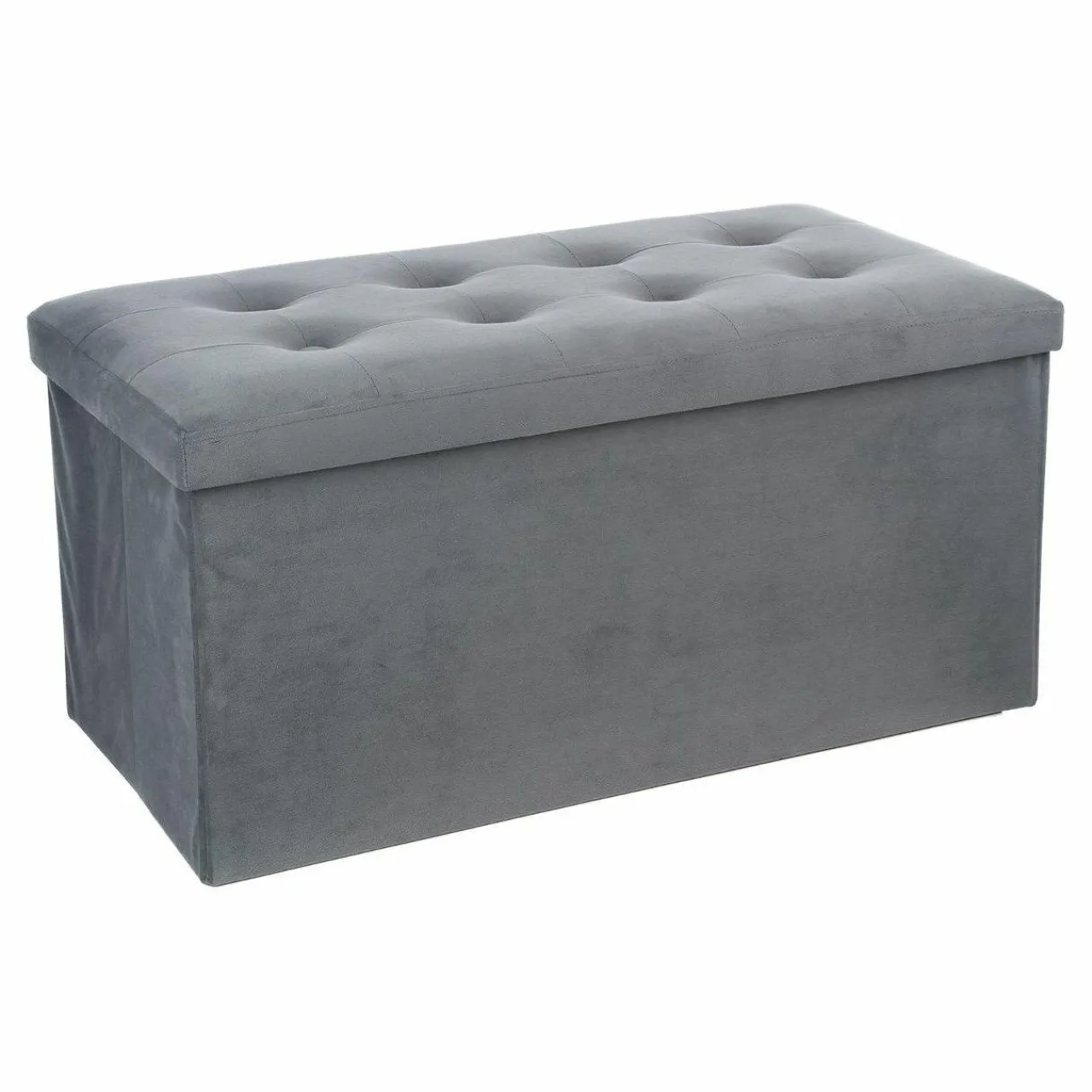 Pouf De Rangement|Rangement D'Entrée|ATMOSPHERA Pouf de rangement double Lysandre Velours Gris