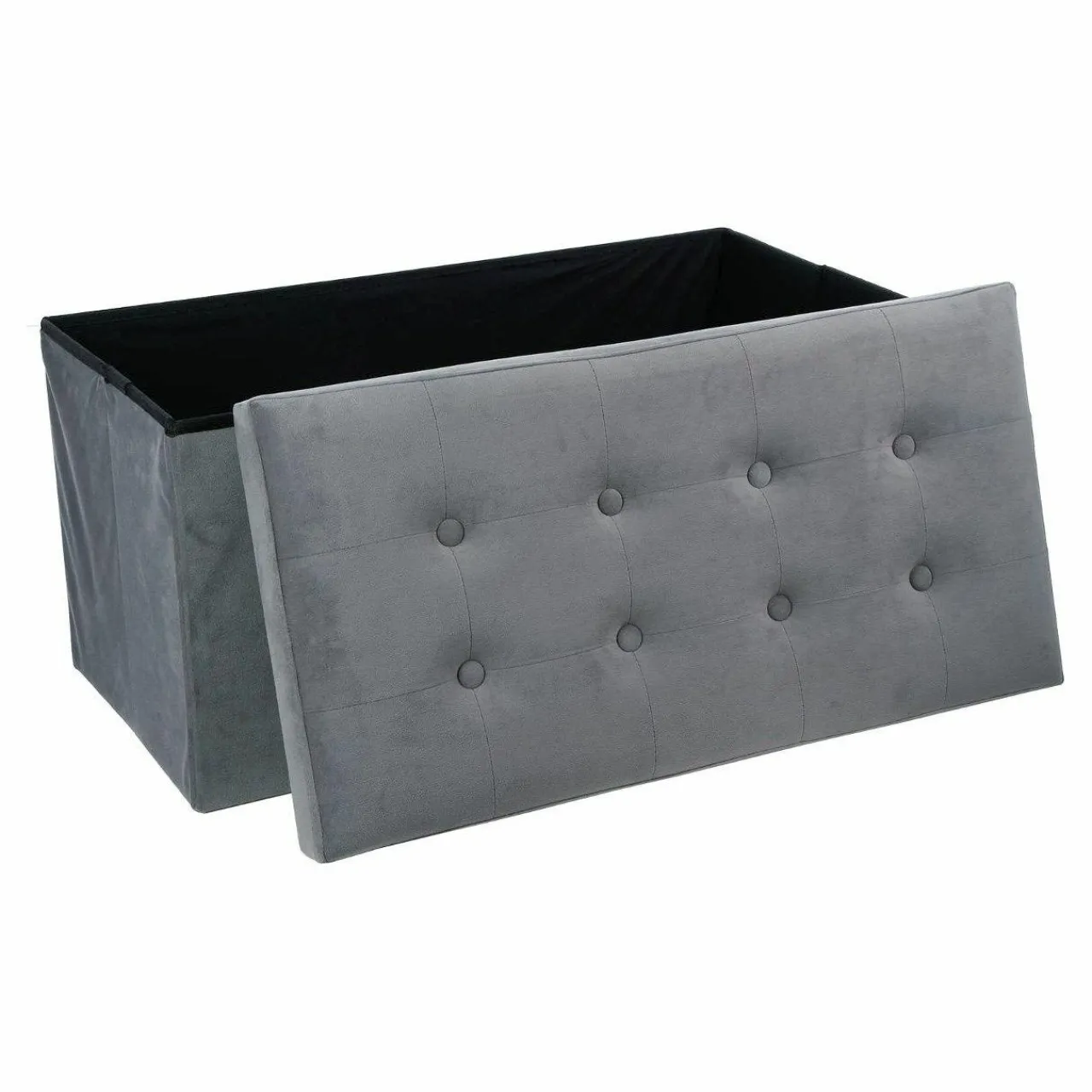 Pouf De Rangement|Rangement D'Entrée|ATMOSPHERA Pouf de rangement double Lysandre Velours Gris