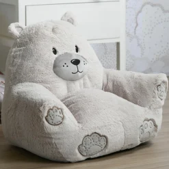 Petit Meuble Enfant|STOF Pouf ourson enfant (45 x 45 cm) Jules Beige