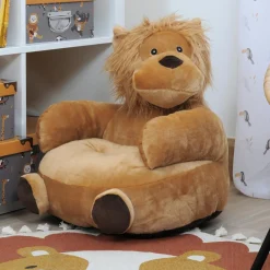 Petit Meuble Enfant|STOF Pouf peluche lion enfant (45 cm) Zimba Marron Camel