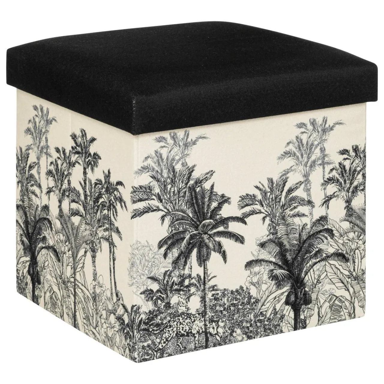 Pouf De Rangement|ATMOSPHERA Pouf pliant Benicio et Blanc Noir