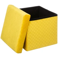 Pouf De Rangement|ATMOSPHERA Pouf pliant Velours Jack Jaune