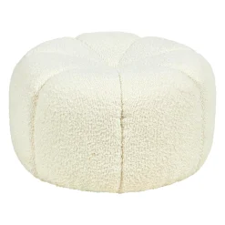 Pouf, Tabouret|OSTARIA Pouf rond bouclette (D40 x H22 cm) polaire Blanc